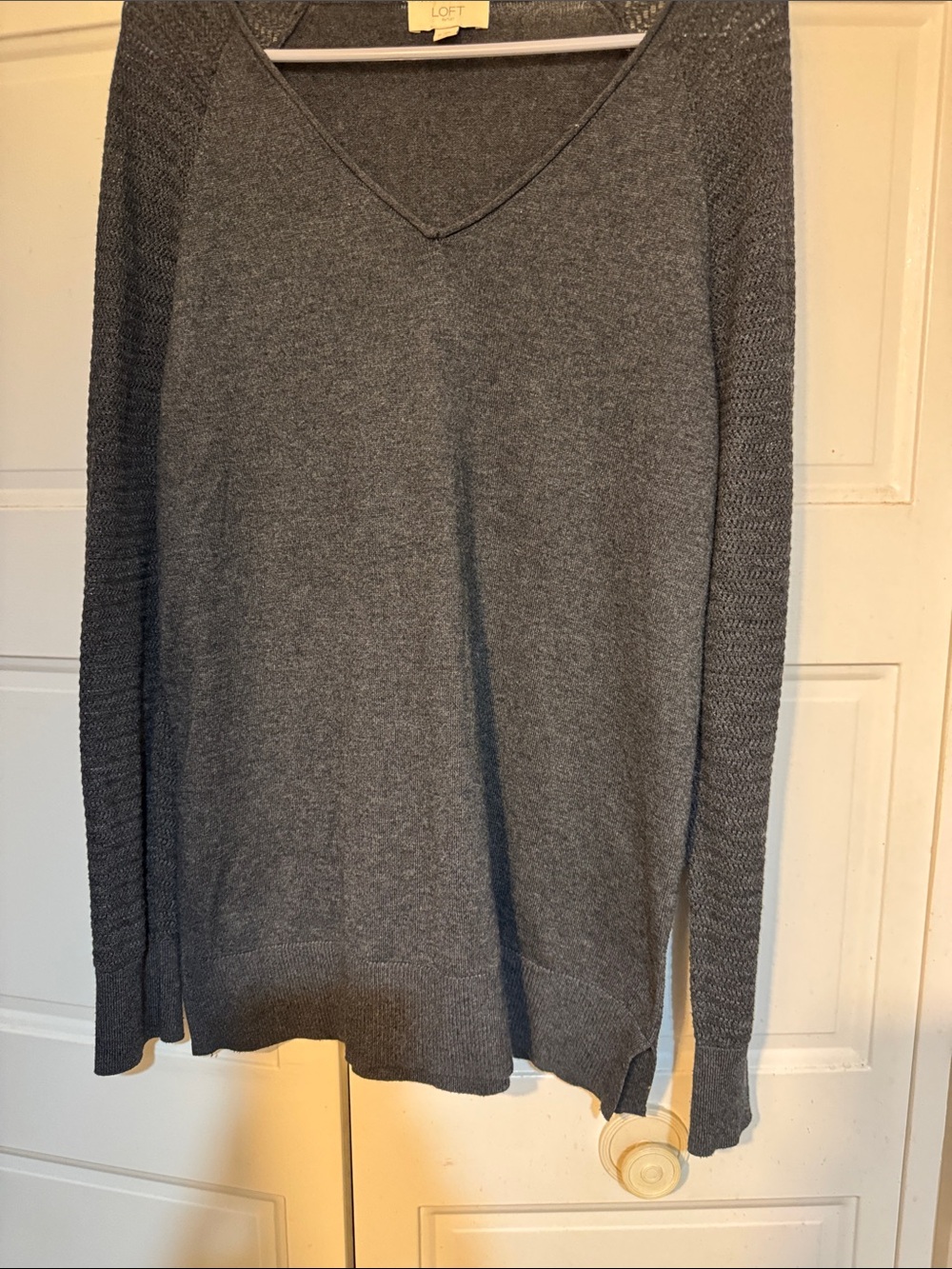 LOFT Charcoal Gray V-Neck Sweater